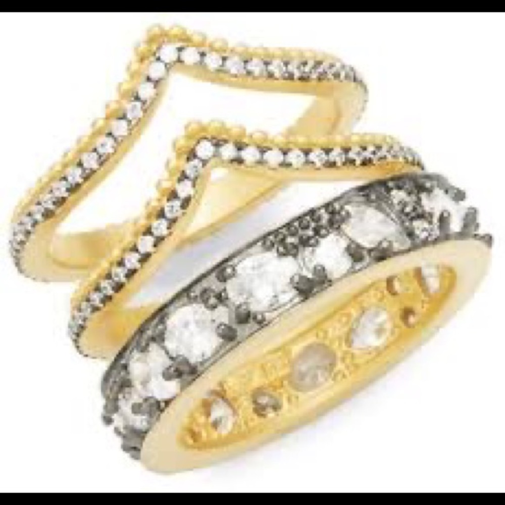 Last 1 ⛔️ Freida Rothman Gilded Cable Double Arc 3-Stack Ring - Picture 2 of 4